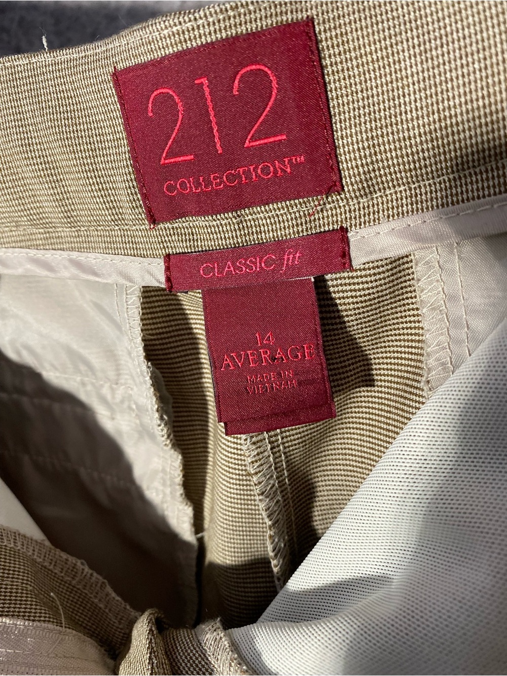 212 Collection Womens Dress Pants Size 14 Average Classic Fit Tan Houndstooth - Picture 4 of 10